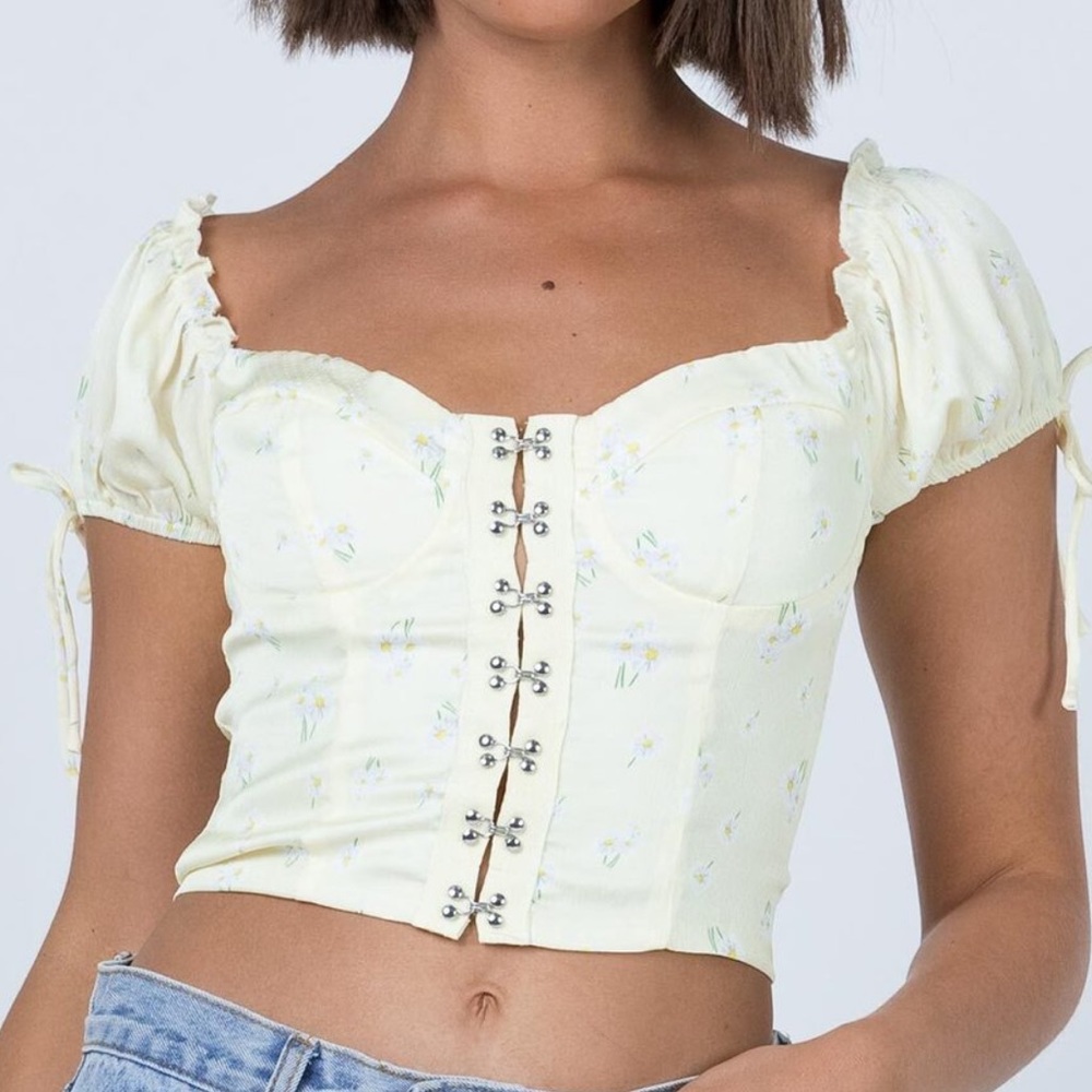 Yellow bustier top